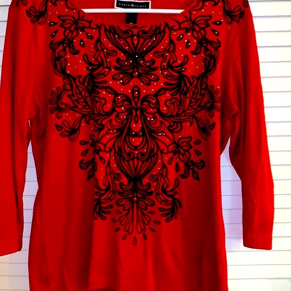 Karen scott vintage rhinestone top medium